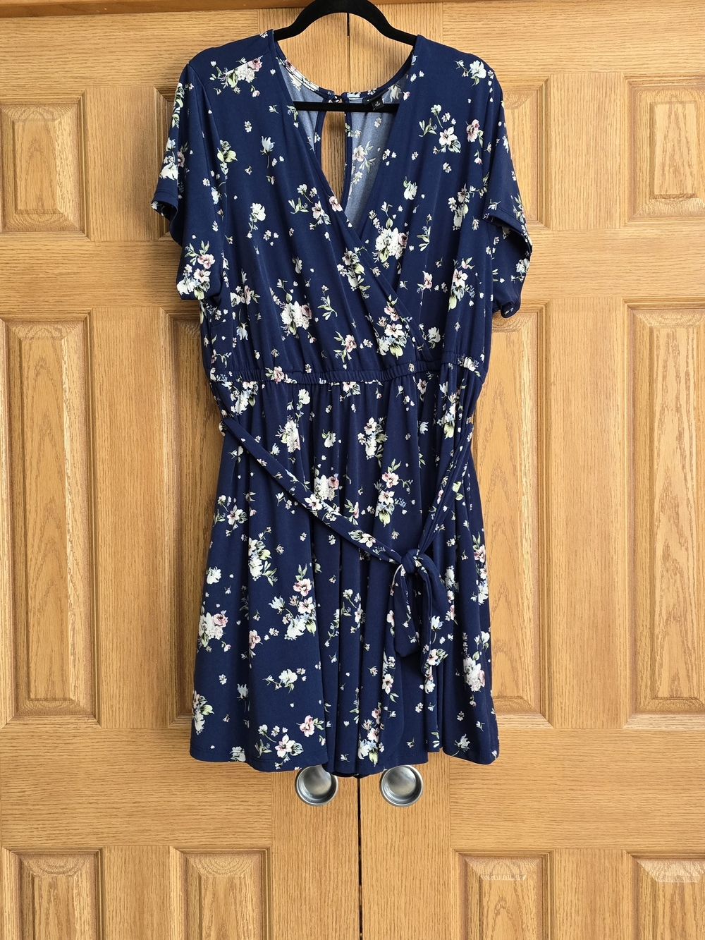 torrid Navy Floral Wrap-Style Romper with Tie